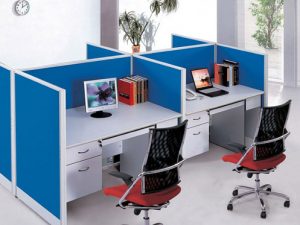 Straight Desk with 8 fabric floor partition