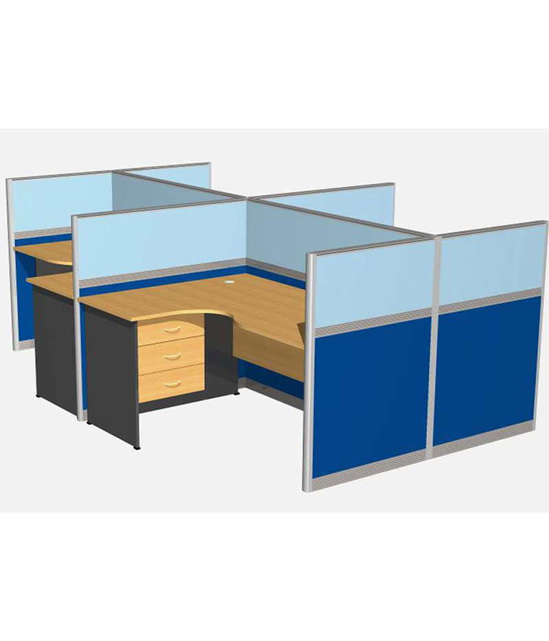 Curved Desk with 8 Fabric floor standing partition