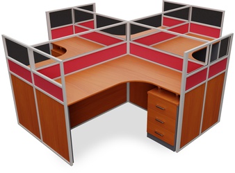 Curved Desk with 8 Fabric floor standing partition - Image 2